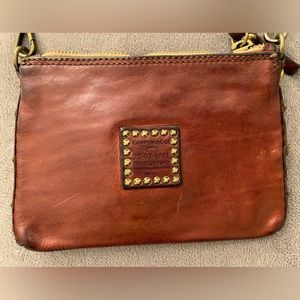 Campomaggi small crossbody bag, long shoulder strap, cognac, made in Italy